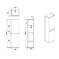 Double Door Dark Grey Wall Hung Tall Bathroom Cabinet 400 x 1400mm - Pendle