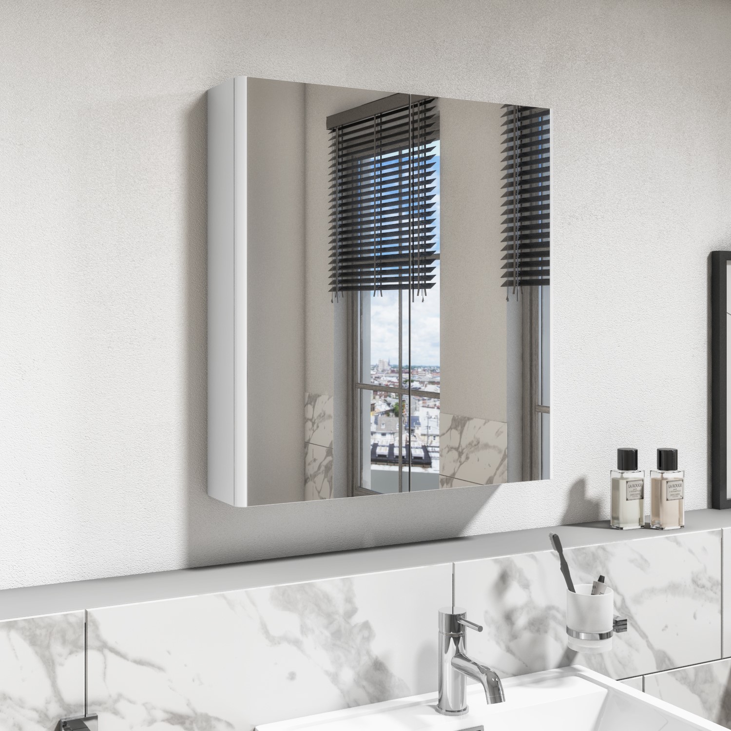 Pendle 600mm Mirror Cabinet - White Gloss