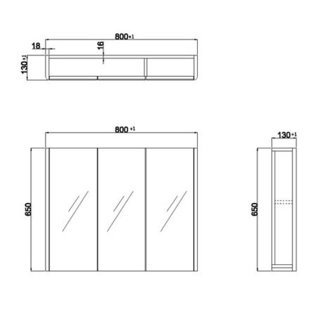 GRADE A2 - White Mirrored Wall Bathroom Cabinet 800 x 650 - Pendle