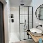 GRADE A1 - 700mm Black Grid Wet Room Screen - Nova