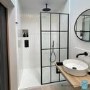 700mm Black Grid Framework Wet Room Shower Screen - Nova