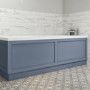 GRADE A2 - 1500mm Wooden Matt Blue Front Bath Panel - Baxenden