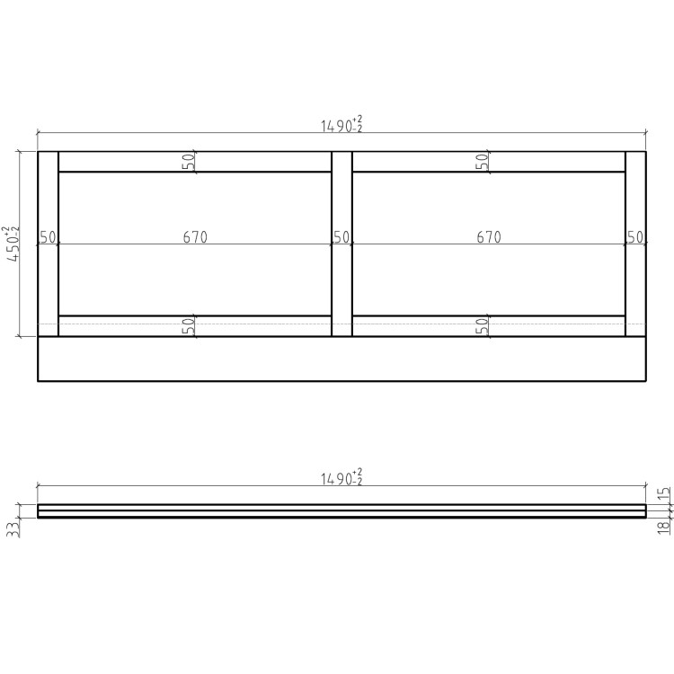 GRADE A2 - 1500mm Wooden Matt Blue Front Bath Panel - Baxenden