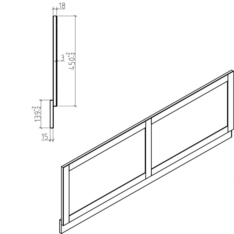 GRADE A2 - 1500mm Wooden Matt Blue Front Bath Panel - Baxenden