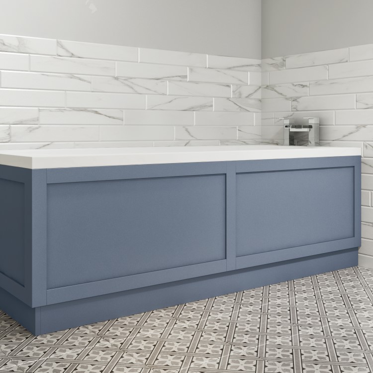 1600mm Wooden Matt Blue Front Bath Panel - Baxenden