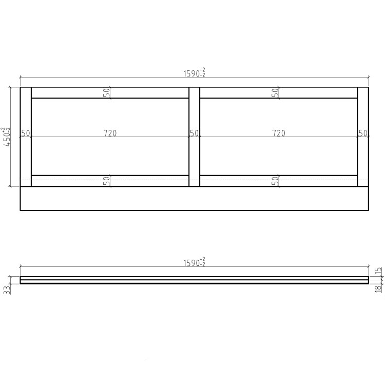 1600mm Wooden Matt Blue Front Bath Panel - Baxenden