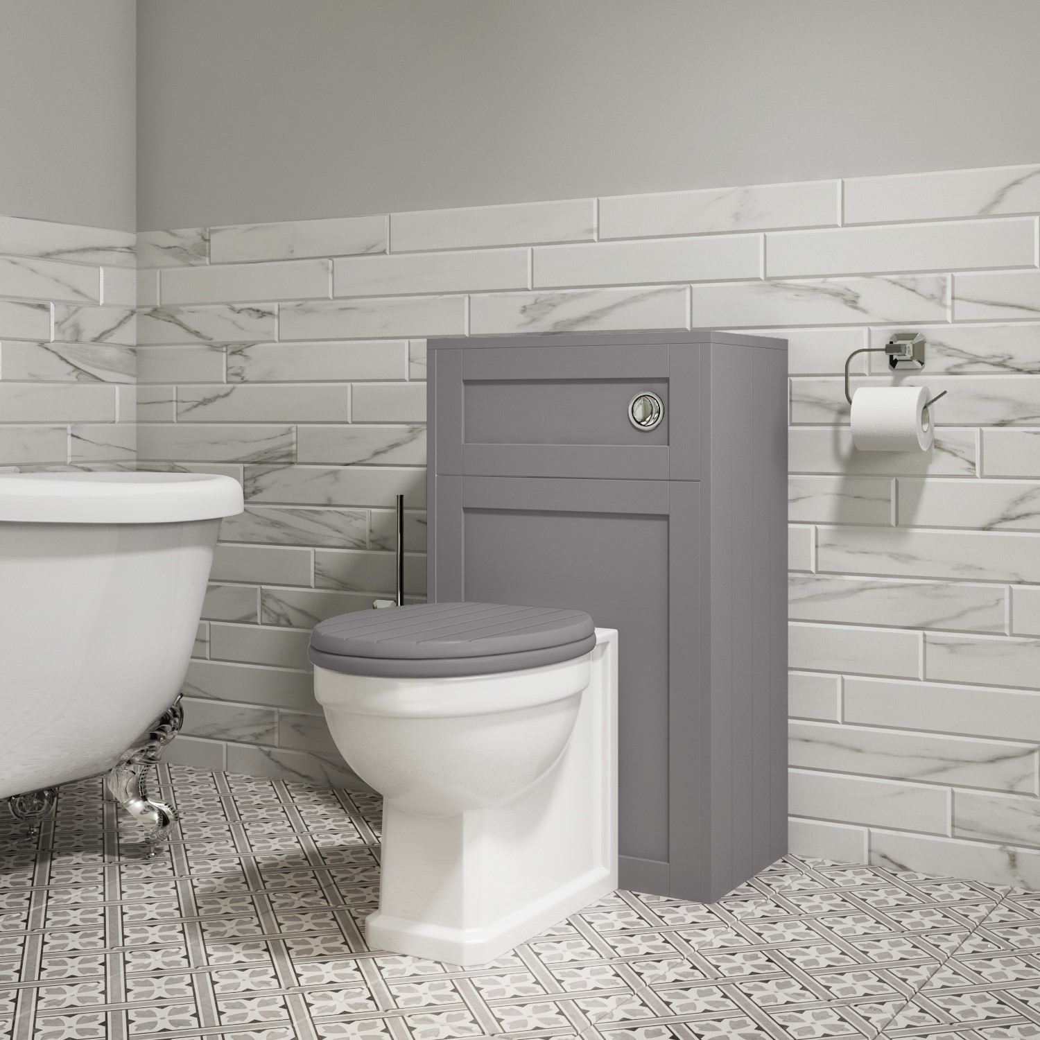 Grey Soft Close Wood Toilet Seat - Baxenden