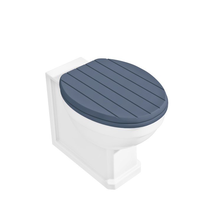 GRADE A1 - Baxenden Soft Close Wood Toilet Seat - Matt Blue