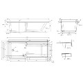 Single Ended Shower Bath with Front Panel & Black Bath Screen 1700 x 750mm - Cotswold
