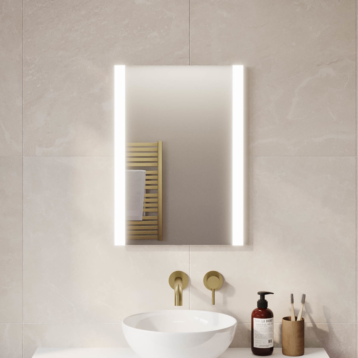 Rectangular LED Bathroom Mirror with Demister & Shaver Socket 500x700mm -Pegasus