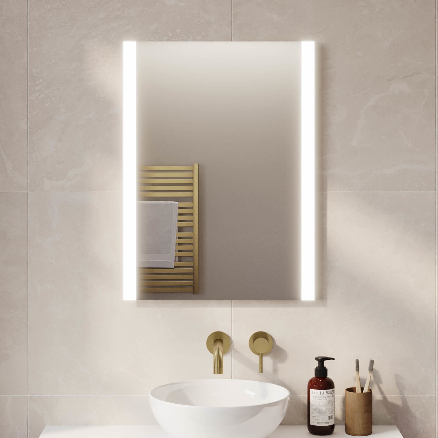 Rectangular LED Bathroom Mirror with Demister & Shaver Socket 600x800mm -Pegasus