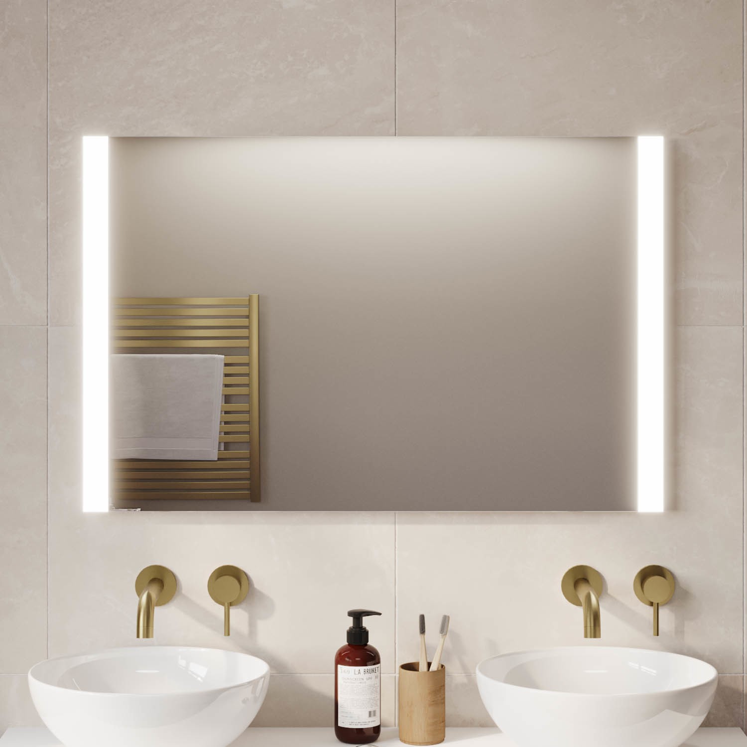 Rectangular LED Bathroom Mirror with Demister & Shaver Socket 1000x700mm -Pegasus