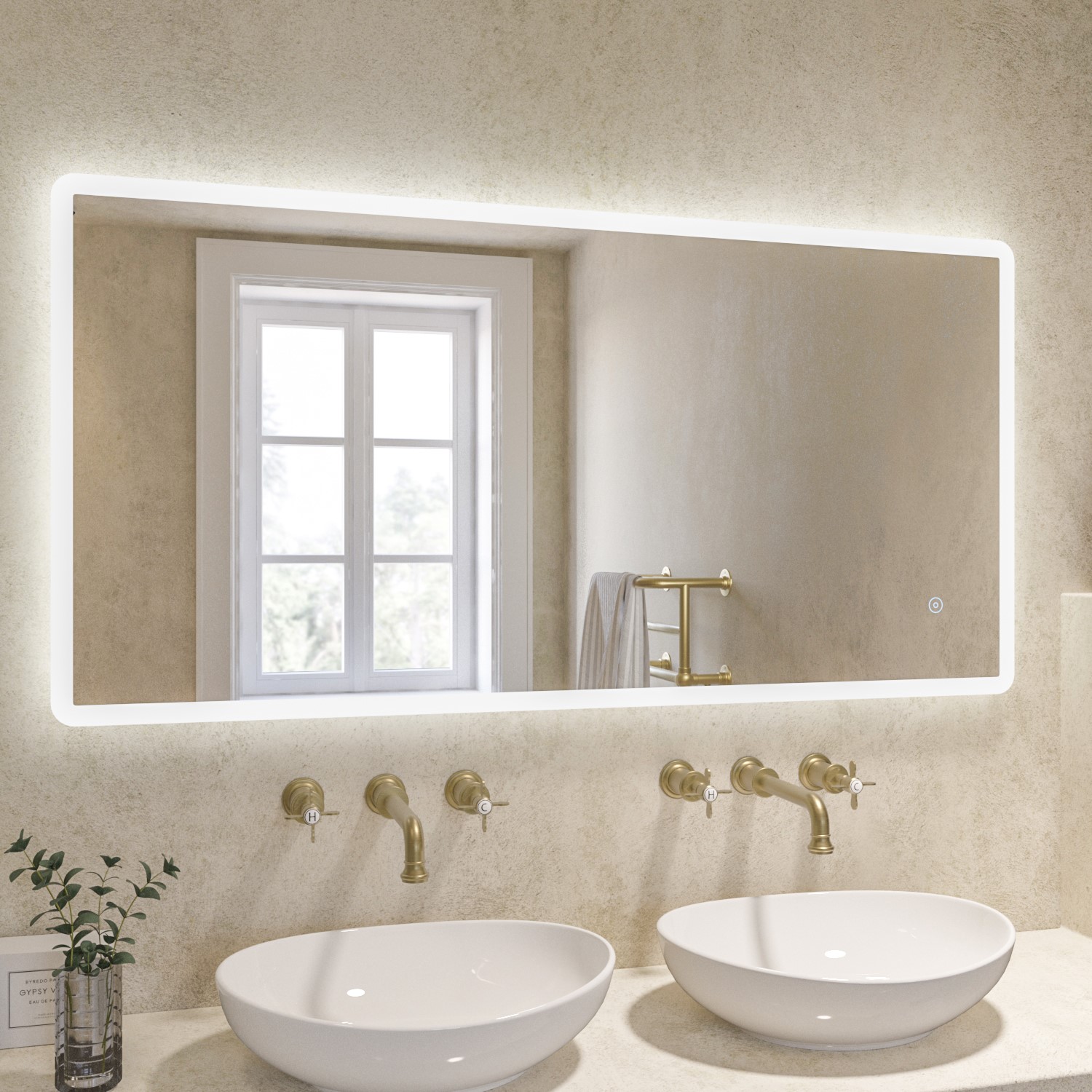 Rectangular LED Bathroom Mirror with Demister & Shaver Socket 1200x600mm -Ariel
