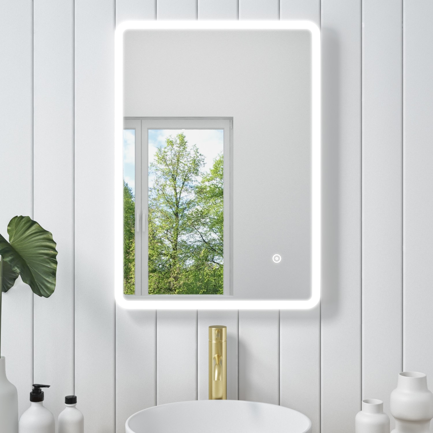 Rectangular LED Bathroom Mirror with Demister & Shaver Socket 500x700mm -Ariel