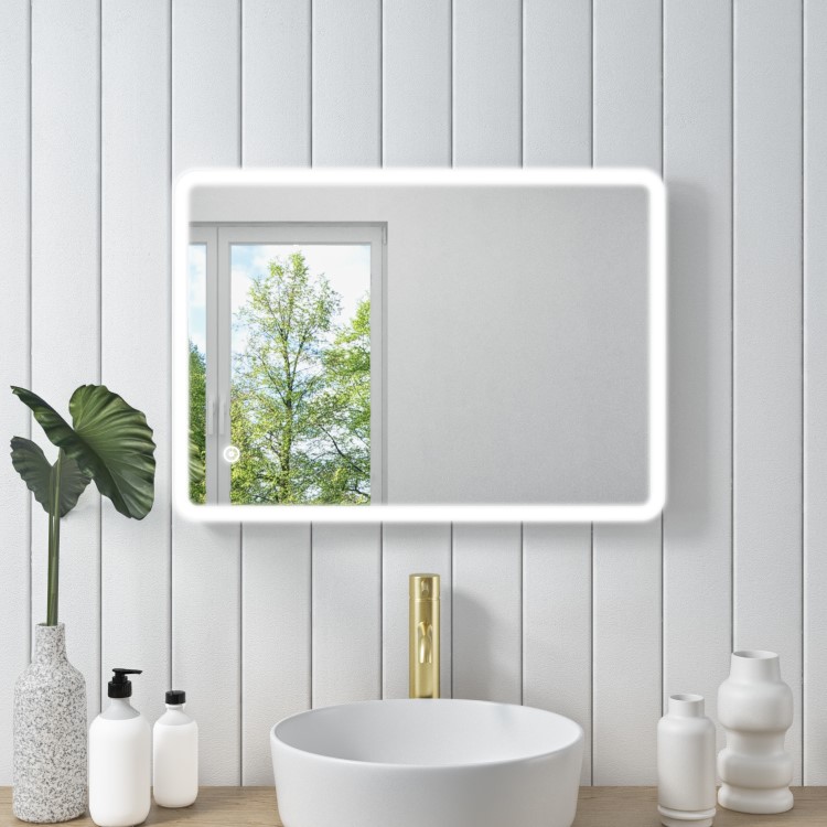 Rectangular LED Bathroom Mirror with Demister & Shaver Socket 500x700mm -Ariel  