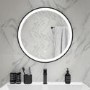 ONLY OPENED - Round Black LED Bathroom Mirror with Demister 600mm -Antares 