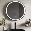 BeBa_27536 Round Black Heated Bathroom Mirror with Lights 600mm - Antares