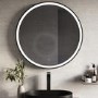 Round Black Heated Bathroom Mirror with Lights 800mm - Antares