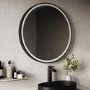 Round Black Heated Bathroom Mirror with Lights 800mm - Antares
