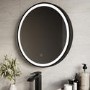 Round Black Heated Bathroom Mirror with Lights 800mm - Antares