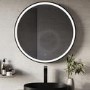 Round Black Heated Bathroom Mirror with Lights 800mm - Antares