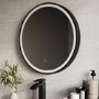 Round Black Heated Bathroom Mirror with Lights 800mm - Antares