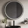 Round Black Heated Bathroom Mirror with Lights 800mm - Antares
