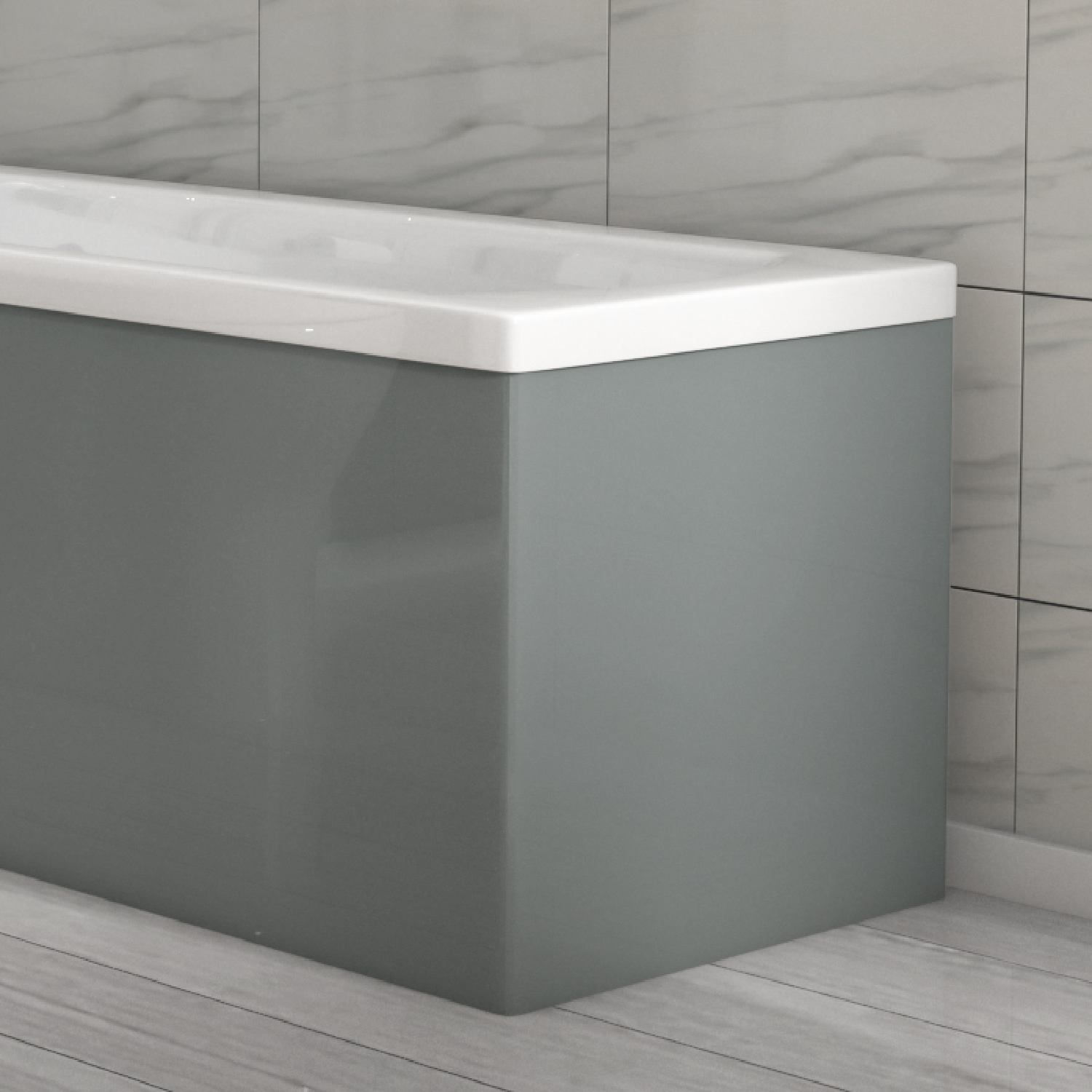 700mm Light Grey L Shape End Bath Panel - Pendle