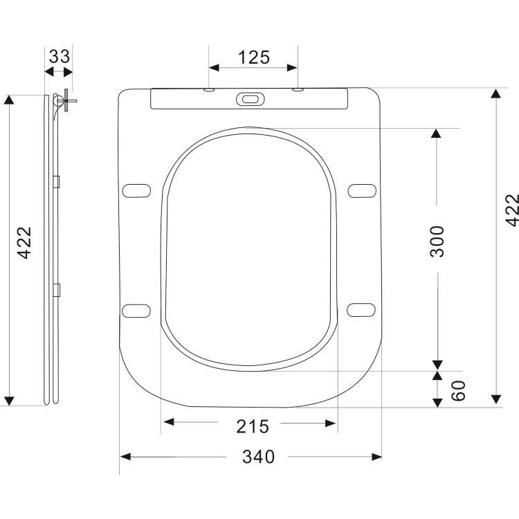 White Square Soft Close Toilet Seat with Quick Release - Boston