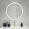 Round Brass LED Heated Bathroom Mirror 600mm -Antares