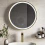 Round Brass Heated Bathroom Mirror with Lights 600mm -Antares