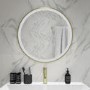 ONLY OPENED - Round Brass LED Bathroom Mirror with Demister 600mm -Antares 
