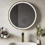 Round Brass Heated Bathroom Mirror with Lights 600mm -Antares