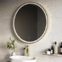 Round Brass Heated Bathroom Mirror with Lights 600mm -Antares