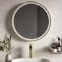 Round Brass Heated Bathroom Mirror with Lights 600mm -Antares