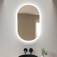Oval Backlit Heated Bathroom Mirror with Lights 500 x 800mm - Irena Oval Backlit Heated Bathroom Mirror with Lights 500 x 800mm - Irena
