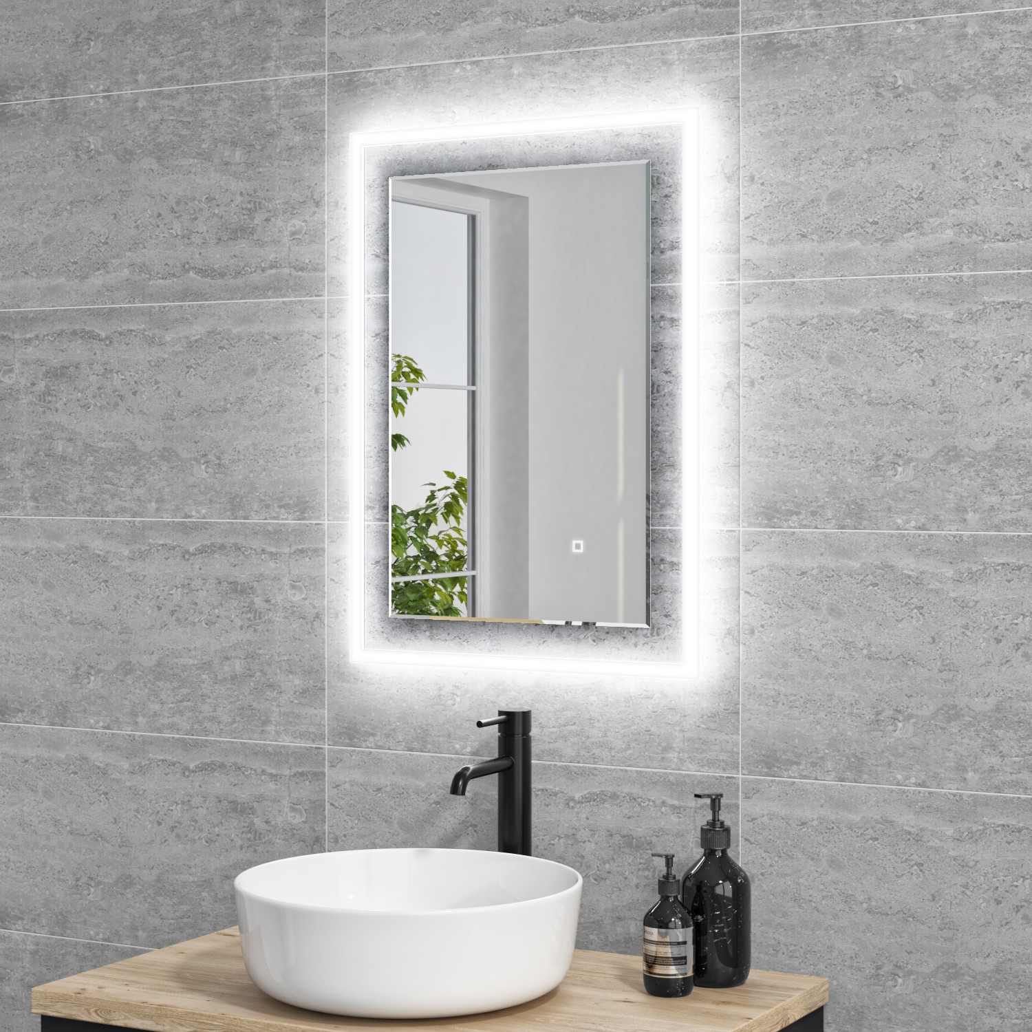 Rectangular Double Border LED Bathroom Mirror 500x700mm -Izar