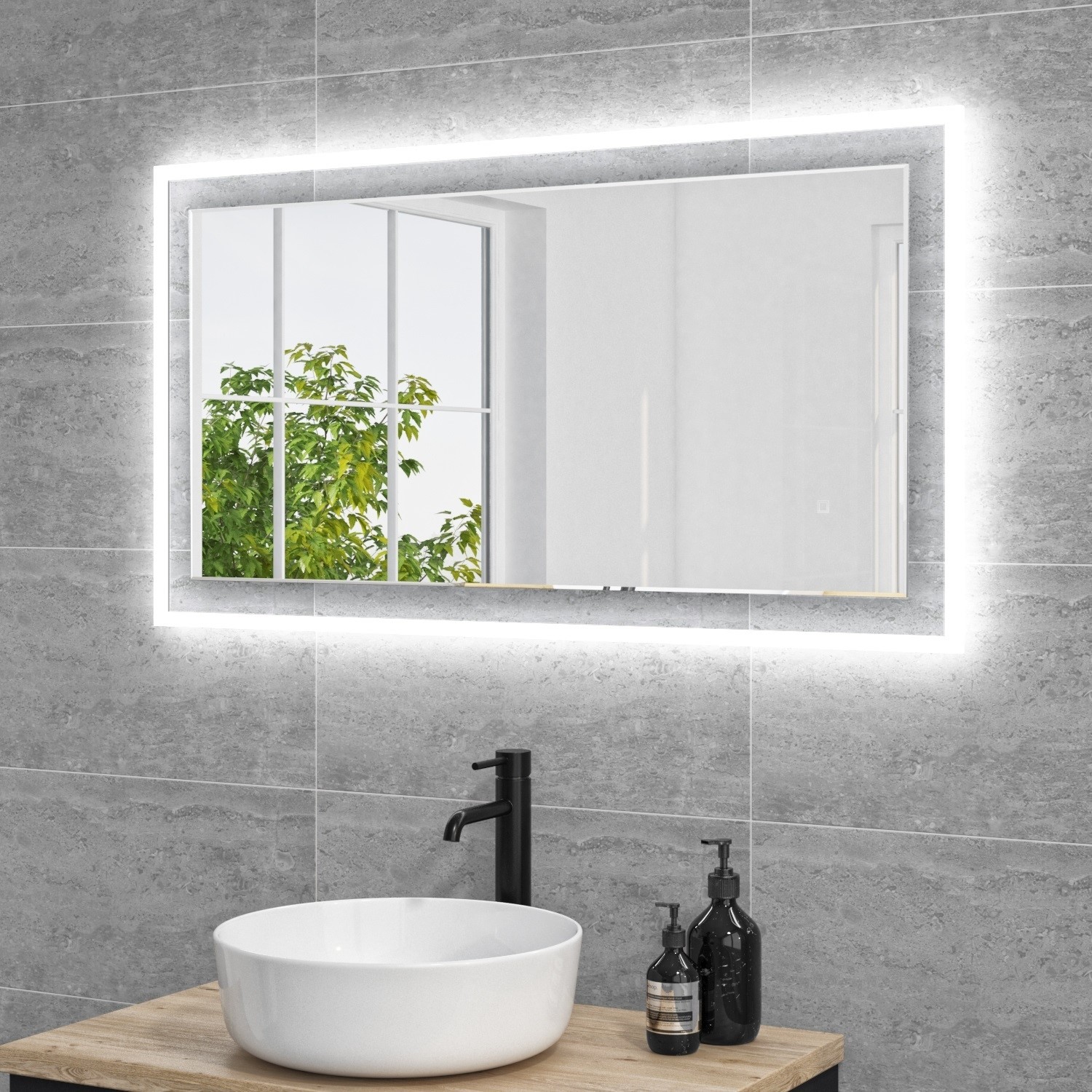 Rectangular Double Border LED Bathroom Mirror 1000x600mm - Izar