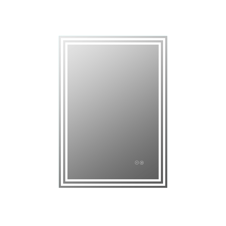 GRADE A1 - Rectangular Double Border LED Bathroom Mirror with Demister 600x800mm -Antila  