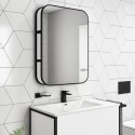 BeBa_27586 Rectangular Black Industrial Bathroom Mirror with Shelf 600x800mm -Lyra