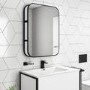 Rectangular Black Industrial Bathroom Mirror with Shelf 600x800mm -Lyra