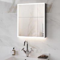 Double Door Chrome Mirrored Bathroom Cabinet with Lights, Bluetooth Speaker & Demister 600 x 700mm - Ursa Double Door Chrome Mirrored Bathroom Cabinet with Lights, Bluetooth Speaker & Demister 600 x 700mm - Ursa