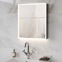 Double Door Chrome Mirrored Bathroom Cabinet with Lights Bluetooth & Demister 600 x 700mm - Ursa