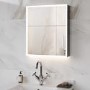 Double Door Chrome Mirrored Bathroom Cabinet with Lights, Bluetooth Speaker & Demister 600 x 700mm - Ursa