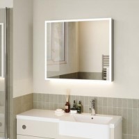 Double Door Chrome Bathroom Mirror Cabinet with Lights Bluetooth Speaker & Demister 800 x 700mm - Ursa