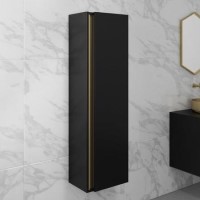 GRADE A2 - Black Wall Mounted Tall Bathroom Cabinet 400mm - Roxbi