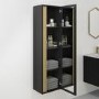 GRADE A2 - Black Wall Mounted Tall Bathroom Cabinet 400mm - Roxbi