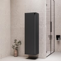 GRADE A2 - Grey Wall Mounted Tall Bathroom Cabinet 400mm - Roxbi