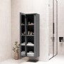 GRADE A2 - Grey Wall Mounted Tall Bathroom Cabinet 400mm - Roxbi