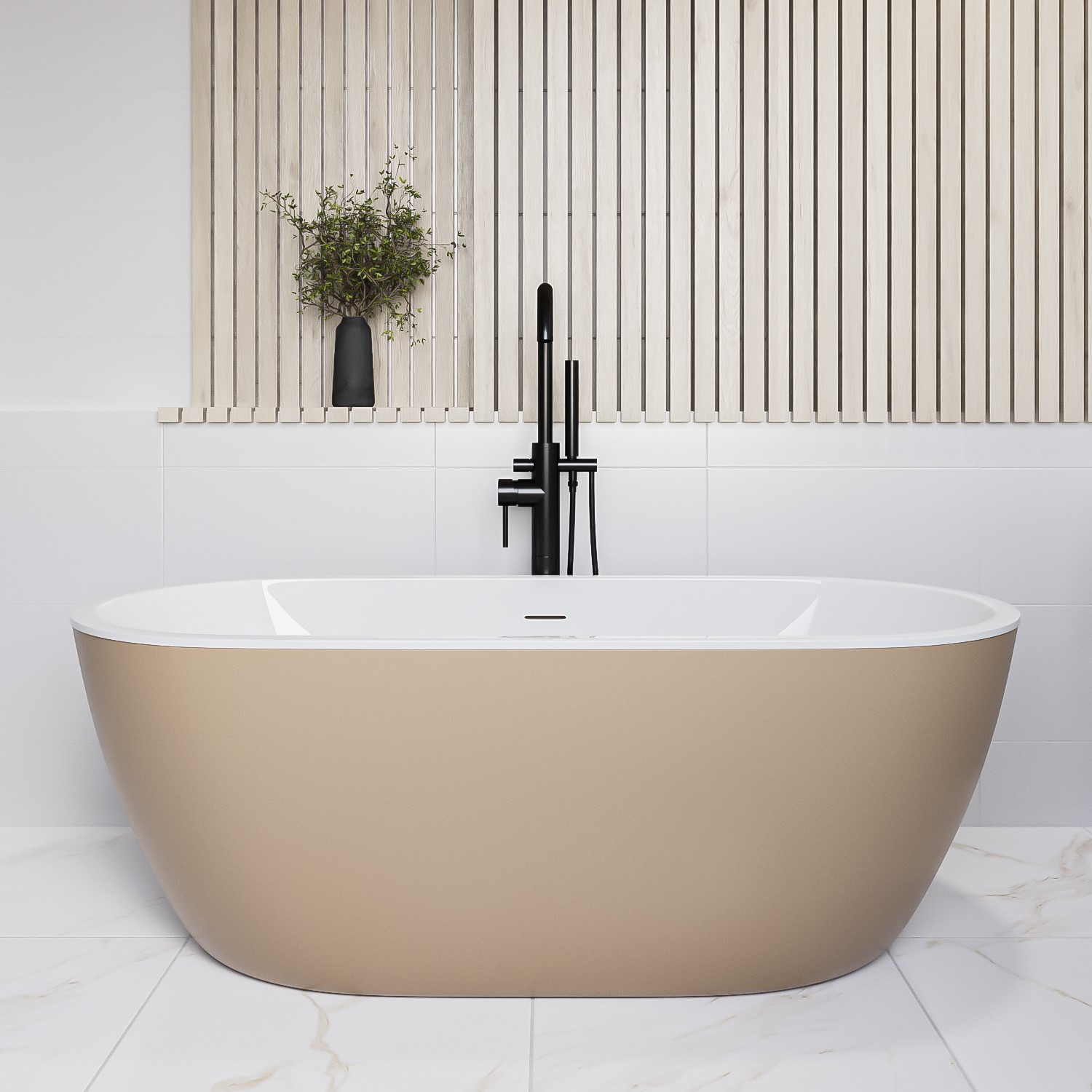 Beige Freestanding Double Ended Bath 1650 x 750mm - Amora